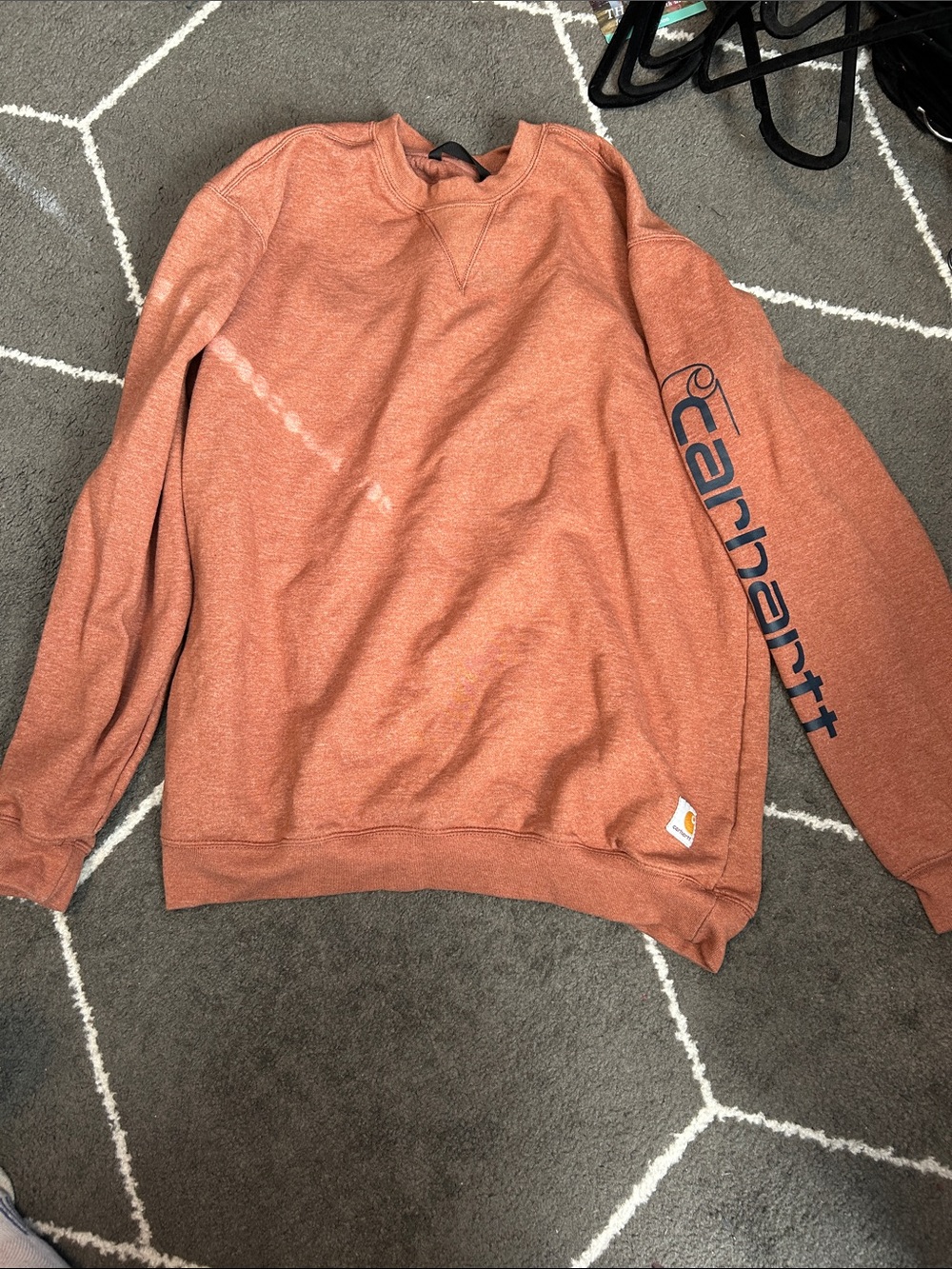 Carhartt Men’s Crewneck Sweatshirt - Burnt Orange with Navy Logo